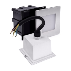 LED Aussen Wandeinbauleuchte outdoor Edelstahl Wandeinbaustrahler Treppenlicht mit Unterputzkasten Form:WB30 IP65 230V warmwei