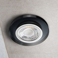 LED Glas Einbaustrahler rund schwarz
