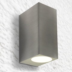 LED Wandleuchte, Wandlampe, Auenleuchte, Aluminium, 2-Flammig, Edelstahl geb., GU10-230V (Form:I)