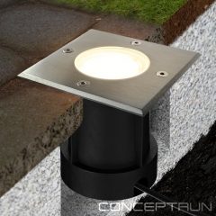 Premium LED Bodeneinbaustrahler Edelstahl Auenleuchte durchschleifbar IP65 GU10-230V (Quad)
