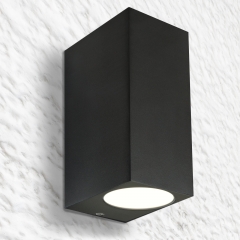 LED Wandleuchte, Wandlampe, Auenleuchte, Aluminium, 2-Flammig, schwarz, GU10-230V, (Form:I2)