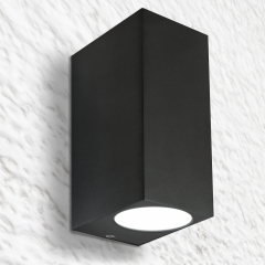 LED Wandleuchte, Wandlampe, Auenleuchte, Aluminium, 2-Flammig, schwarz, GU10-230V, (Form:I2)