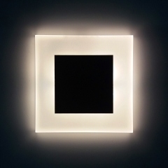 LED Set Wandeinbaustrahler warmwei flach Satinglas quadratisch inkl. Unterputzdose und Trafo fr 230V WB1