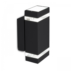 LED Wandleuchte, Wandlampe, Auenleuchte, Aluminium, 2-Flammig, schwarz, GU10-230V, (Form:W50)