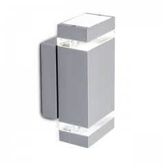 LED Wandleuchte, Wandlampe, Auenleuchte, Aluminium, 2-Flammig, grau, GU10-230V, (Form:W51)