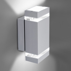 LED Wandleuchte, Wandlampe, Auenleuchte, Aluminium, 2-Flammig, grau, GU10-230V, (Form:W51)