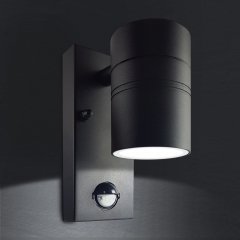 LED Wandleuchte mit Bewegungsmelder und Dmmerungssensor Auenleuchte, 1-Flammig, Schwarz, Down, GU10-230V, (Form:F2)