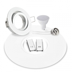 LED Einbaustrahler mit Ausgleichsblende f�r gro�e Lochausschnitte Einbauma�: 68-180mm 12V oder 230V schwenkbar, Wei� DSK2