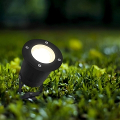 LED Erdspieleuchte/ Schwarz/ Gartenstrahler/ Bodenleuchte/ 2,5m Kabel inkl. Stecker/ GU10-230V (RUND-1538881)