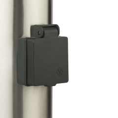 LED Standleuchte 105cm mit Steckdose und Sensor, Sockelleuchte, Pollerleuchte, Wegleuchte, Edelstahl, Auenleuchte, IP44, E27-230V, (Form:S9KS)