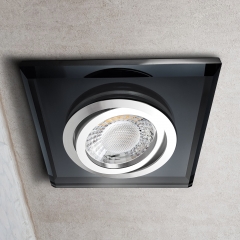 LED Glas Einbaustrahler quadratisch schwenkbar schwarz