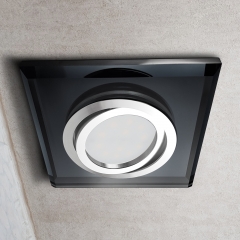 LED Glas Einbaustrahler quadratisch schwenkbar schwarz