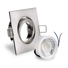 LED Einbaustrahler flach quadratisch schwenkbar Edelstahl geb�rstet geringe Einbautiefe 25mm 230V