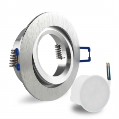 LED Einbaustrahler flach rund schwenkbar Aluminium geschliffen geringe Einbautiefe 27mm 230V