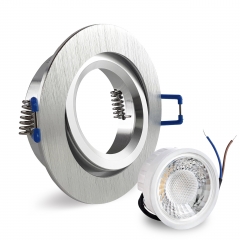 LED Einbaustrahler flach rund schwenkbar Aluminium geschliffen geringe Einbautiefe 27mm 230V