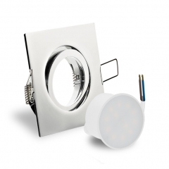 LED Einbaustrahler flach quadratisch schwenkbar Chrom gl�nzend geringe Einbautiefe 25mm 230V