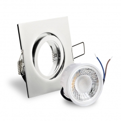 LED Einbaustrahler flach quadratisch schwenkbar Chrom gl�nzend geringe Einbautiefe 25mm 230V