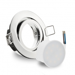 LED Einbaustrahler flach rund schwenkbar Chrom gl�nzend geringe Einbautiefe 25mm 230V