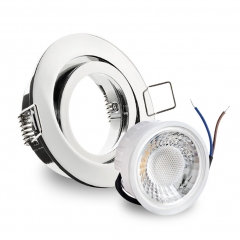 LED Einbaustrahler flach rund schwenkbar Chrom gl�nzend geringe Einbautiefe 25mm 230V