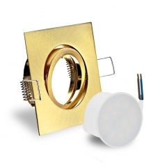 LED Einbaustrahler flach quadratisch schwenkbar Gold Messing Optik geringe Einbautiefe 25mm 230V