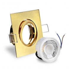 LED Einbaustrahler flach quadratisch schwenkbar Gold Messing Optik geringe Einbautiefe 25mm 230V
