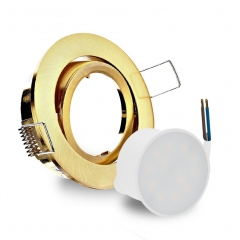 LED Einbaustrahler flach rund schwenkbar Gold Messing Optik geringe Einbautiefe 25mm 230V