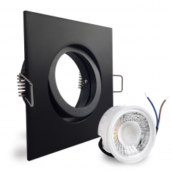 LED Einbaustrahler flach quadratisch schwenkbar schwarz geringe Einbautiefe 25mm 230V