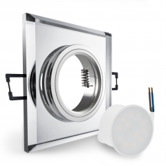 LED Glas Einbaustrahler flach quadratisch klar geringe Einbautiefe 24mm 230V