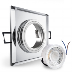 LED Glas Einbaustrahler flach quadratisch klar geringe Einbautiefe 24mm 230V