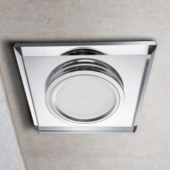 LED Glas Einbaustrahler flach quadratisch klar geringe Einbautiefe 24mm 230V