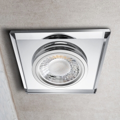 LED Glas Einbaustrahler flach quadratisch klar geringe Einbautiefe 24mm 230V