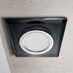 LED Glas Einbaustrahler flach quadratisch schwarz geringe Einbautiefe 24mm 230V