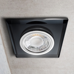 LED Glas Einbaustrahler flach quadratisch schwarz geringe Einbautiefe 24mm 230V