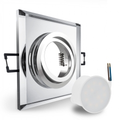 LED Glas Einbaustrahler flach quadratisch schwenkbar klar geringe Einbautiefe 24mm 230V