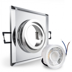 LED Glas Einbaustrahler flach quadratisch schwenkbar klar geringe Einbautiefe 24mm 230V