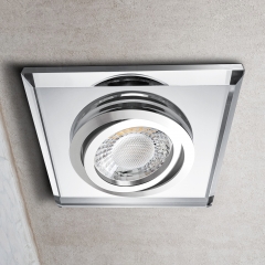 LED Glas Einbaustrahler flach quadratisch schwenkbar klar geringe Einbautiefe 24mm 230V