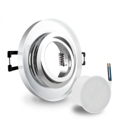 LED Glas Einbaustrahler flach rund schwenkbar klar geringe Einbautiefe 24mm 230V