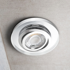 LED Glas Einbaustrahler flach rund schwenkbar klar geringe Einbautiefe 24mm 230V