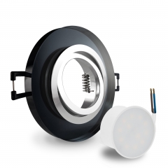 LED Glas Einbaustrahler flach rund schwenkbar schwarz geringe Einbautiefe 24mm 230V