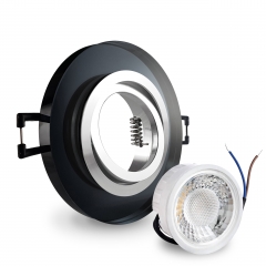 LED Glas Einbaustrahler flach rund schwenkbar schwarz geringe Einbautiefe 24mm 230V