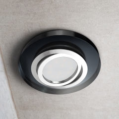 LED Glas Einbaustrahler flach rund schwenkbar schwarz geringe Einbautiefe 24mm 230V