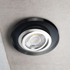 LED Glas Einbaustrahler flach rund schwenkbar schwarz geringe Einbautiefe 24mm 230V