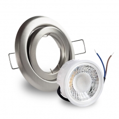 LED Einbaustrahler rund flach schwenkbar Edelstahl geb�rstet geringe Einbautiefe 24mm 230V