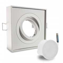 LED Aufbau Einbaustrahler quad wei� schwenkbar geringe Einbautiefe 19mm 230V