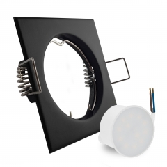 LED Einbaustrahler flach quad schwarz geringe Einbautiefe 35mm 230V