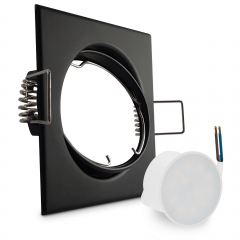 LED Einbaustrahler flach quad schwenkbar schwarz geringe Einbautiefe 38mm 230V