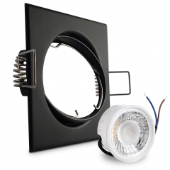 LED Einbaustrahler flach quad schwenkbar schwarz geringe Einbautiefe 38mm 230V