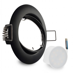 LED Einbaustrahler flach rund schwenkbar schwarz geringe Einbautiefe 38mm 230V