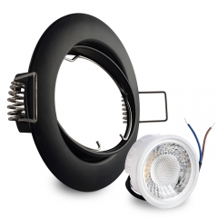 LED Einbaustrahler flach rund schwenkbar schwarz geringe Einbautiefe 38mm 230V