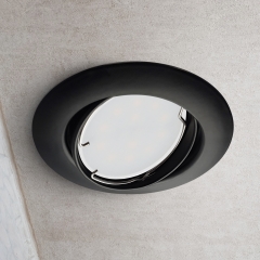 LED Einbaustrahler flach rund schwenkbar schwarz geringe Einbautiefe 38mm 230V